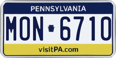 PA license plate MON6710