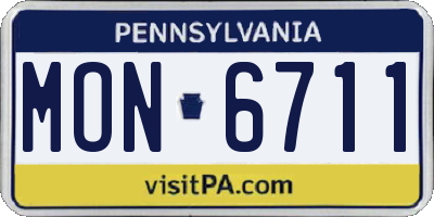 PA license plate MON6711