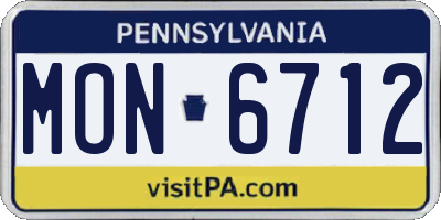 PA license plate MON6712