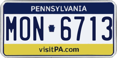 PA license plate MON6713