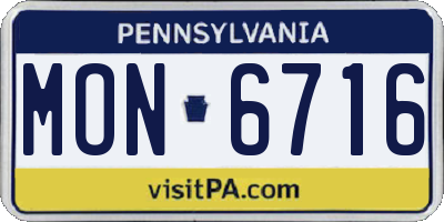 PA license plate MON6716
