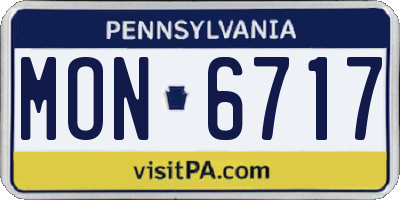 PA license plate MON6717