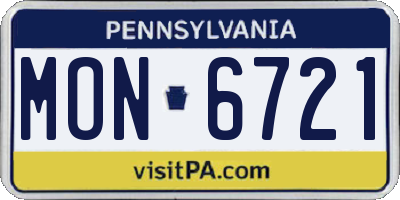 PA license plate MON6721