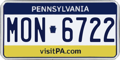 PA license plate MON6722