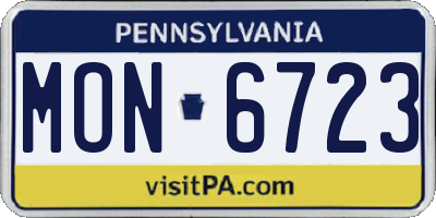 PA license plate MON6723
