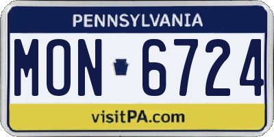 PA license plate MON6724