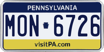 PA license plate MON6726