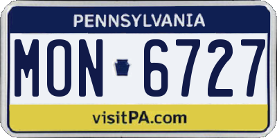 PA license plate MON6727