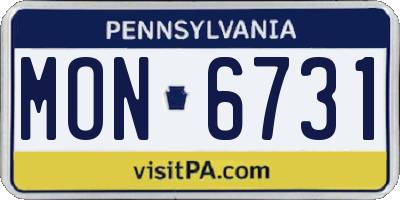 PA license plate MON6731