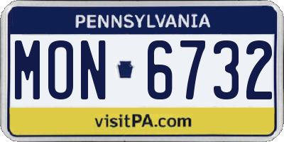 PA license plate MON6732