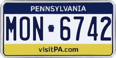 PA license plate MON6742