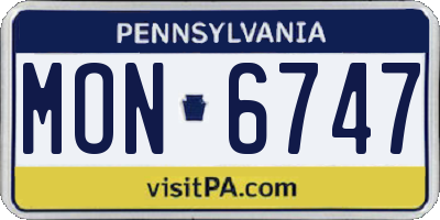 PA license plate MON6747