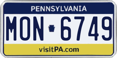 PA license plate MON6749