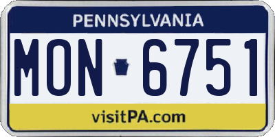 PA license plate MON6751