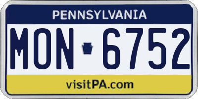 PA license plate MON6752