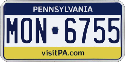 PA license plate MON6755