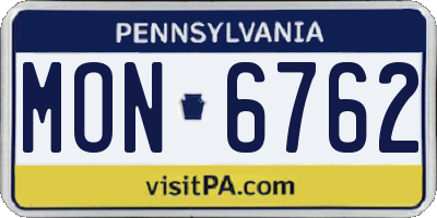 PA license plate MON6762