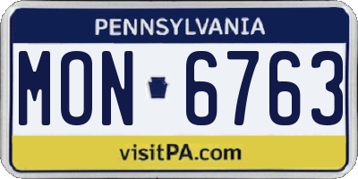 PA license plate MON6763