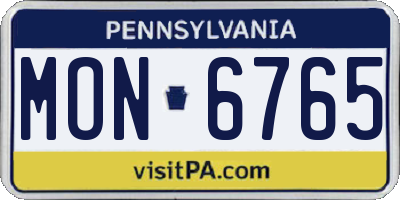 PA license plate MON6765