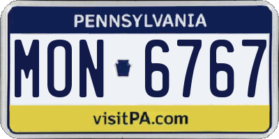 PA license plate MON6767