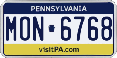 PA license plate MON6768