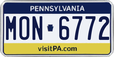 PA license plate MON6772
