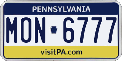 PA license plate MON6777