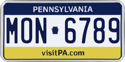 PA license plate MON6789