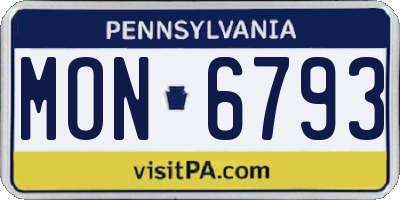 PA license plate MON6793