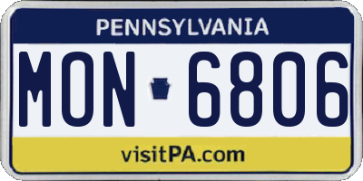 PA license plate MON6806
