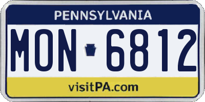 PA license plate MON6812