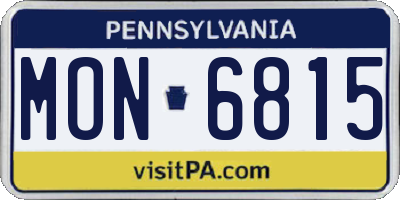 PA license plate MON6815