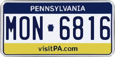 PA license plate MON6816