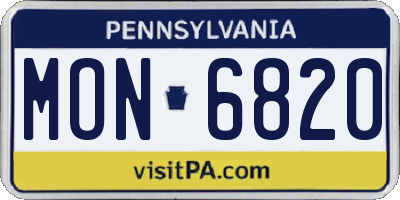 PA license plate MON6820