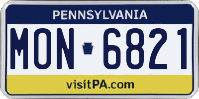PA license plate MON6821
