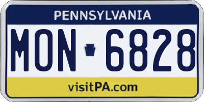 PA license plate MON6828