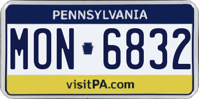 PA license plate MON6832