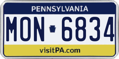 PA license plate MON6834