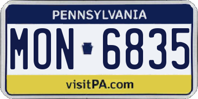 PA license plate MON6835