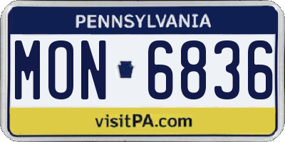 PA license plate MON6836