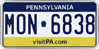 PA license plate MON6838