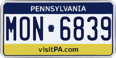 PA license plate MON6839