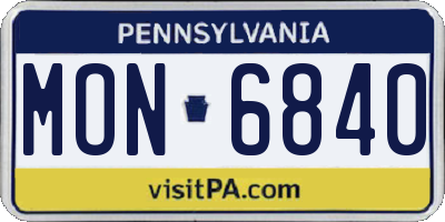 PA license plate MON6840