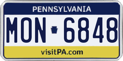 PA license plate MON6848