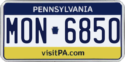 PA license plate MON6850