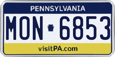 PA license plate MON6853