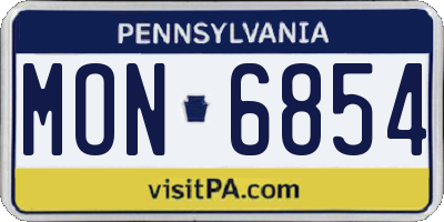 PA license plate MON6854