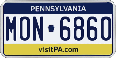 PA license plate MON6860