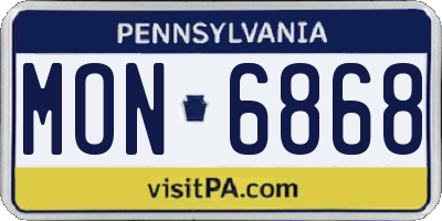 PA license plate MON6868