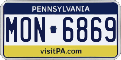 PA license plate MON6869